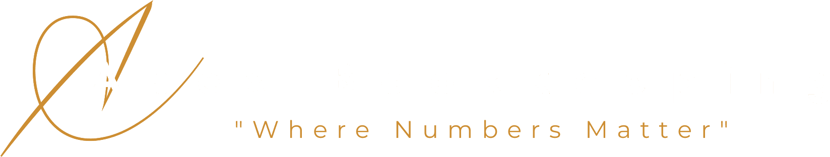 Gold stylized "O" with a diagonal line, resembling a signature, and the slogan "Where Numbers Matter" in gold text on a white background.